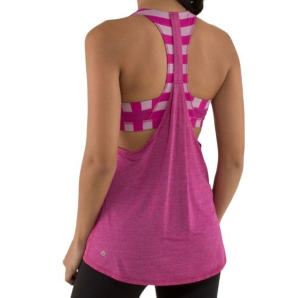 Lululemon 2-In-Run TankHeathered Raspberry / Micro Macro Stripe Raspberry